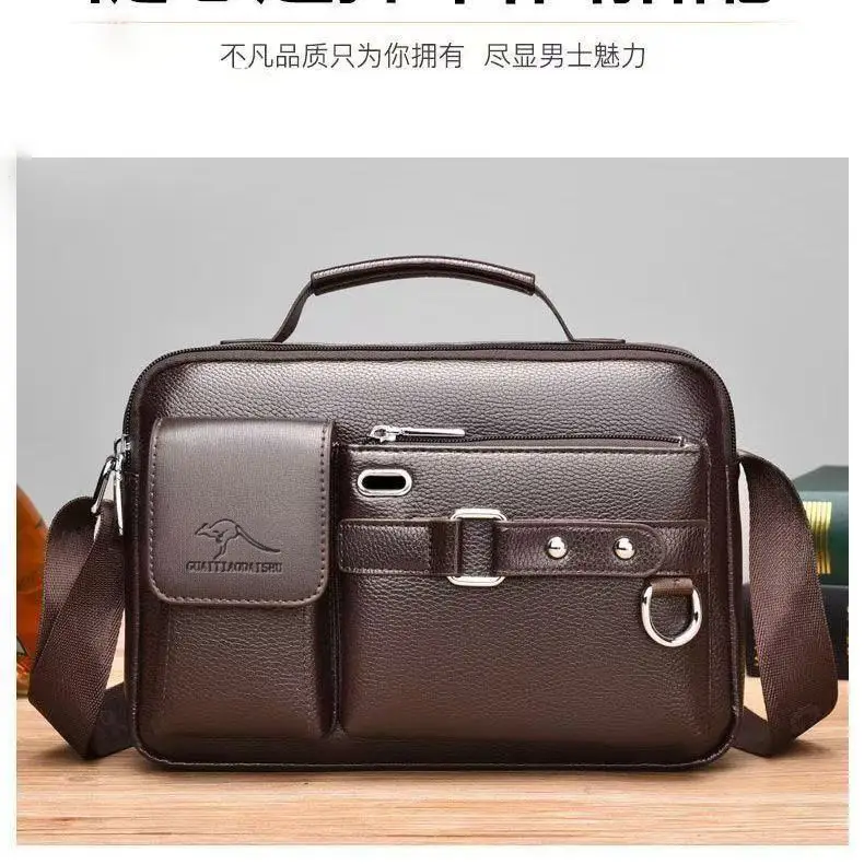Men's Brown Leather Shoulder Bag with Crossbody Strap — feature 12