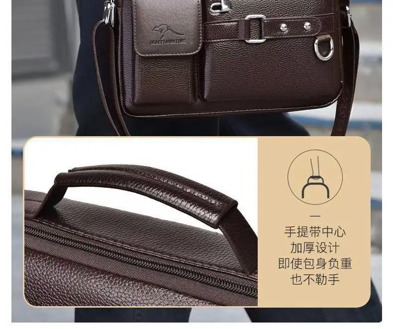 Men's Brown Leather Shoulder Bag with Crossbody Strap — feature 14