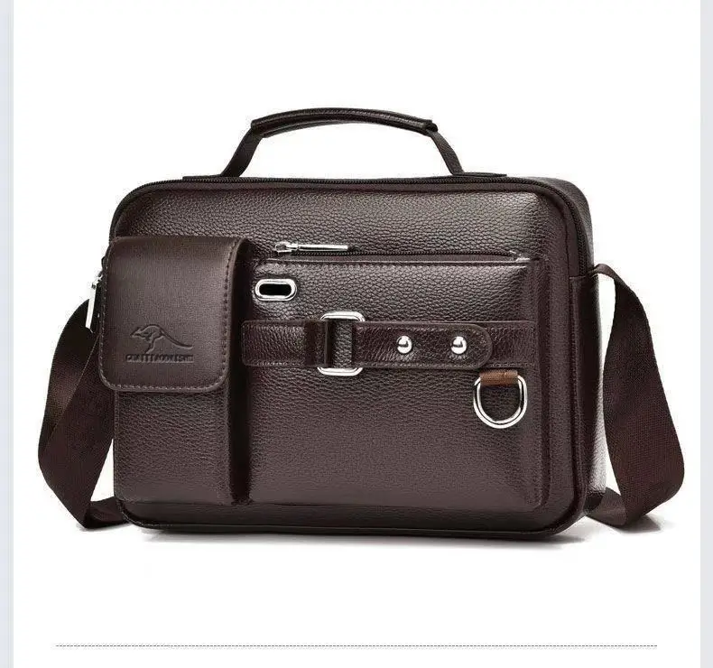 Men's Brown Leather Shoulder Bag with Crossbody Strap — feature 15