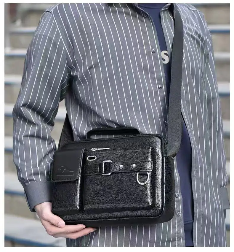 Men's Brown Leather Shoulder Bag with Crossbody Strap — feature 27