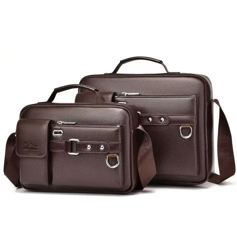 Men's Brown Leather Shoulder Bag with Crossbody Strap — feature 29