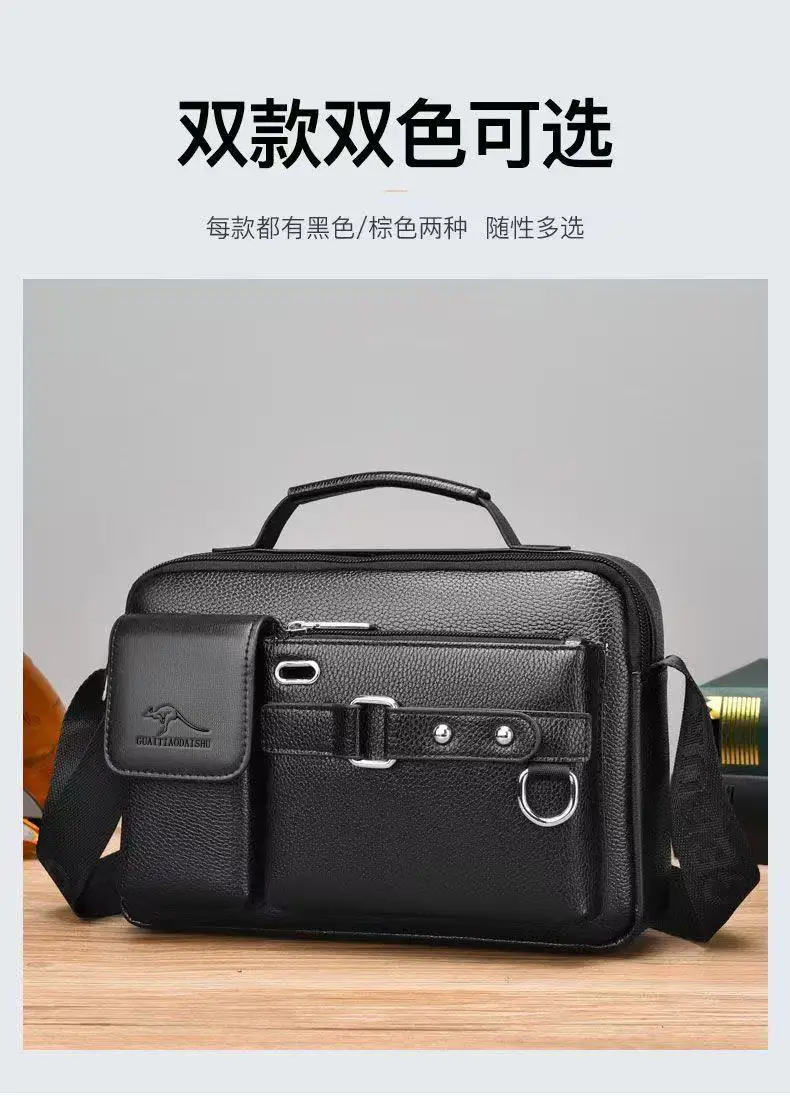 Men's Brown Leather Shoulder Bag with Crossbody Strap — feature 30