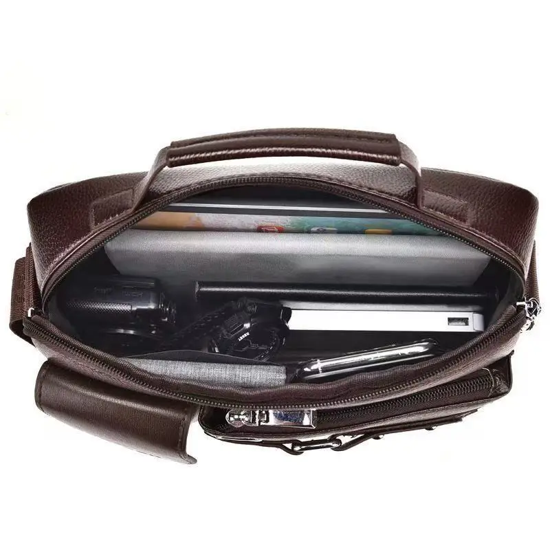 Men's Brown Leather Shoulder Bag with Crossbody Strap — feature 31