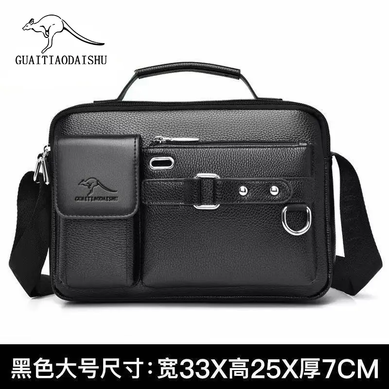 Men's Brown Leather Shoulder Bag with Crossbody Strap — feature 4