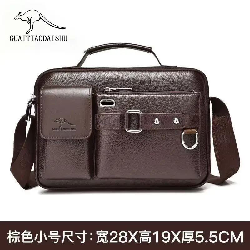 Men's Brown Leather Shoulder Bag with Crossbody Strap — feature 7