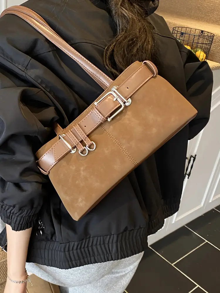 Korean Style Brown Leather Shoulder Bag for Women - Image 8