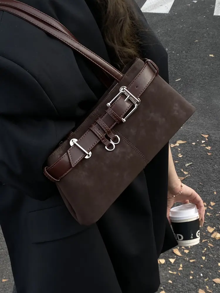 Korean Style Brown Leather Shoulder Bag for Women - Image 9