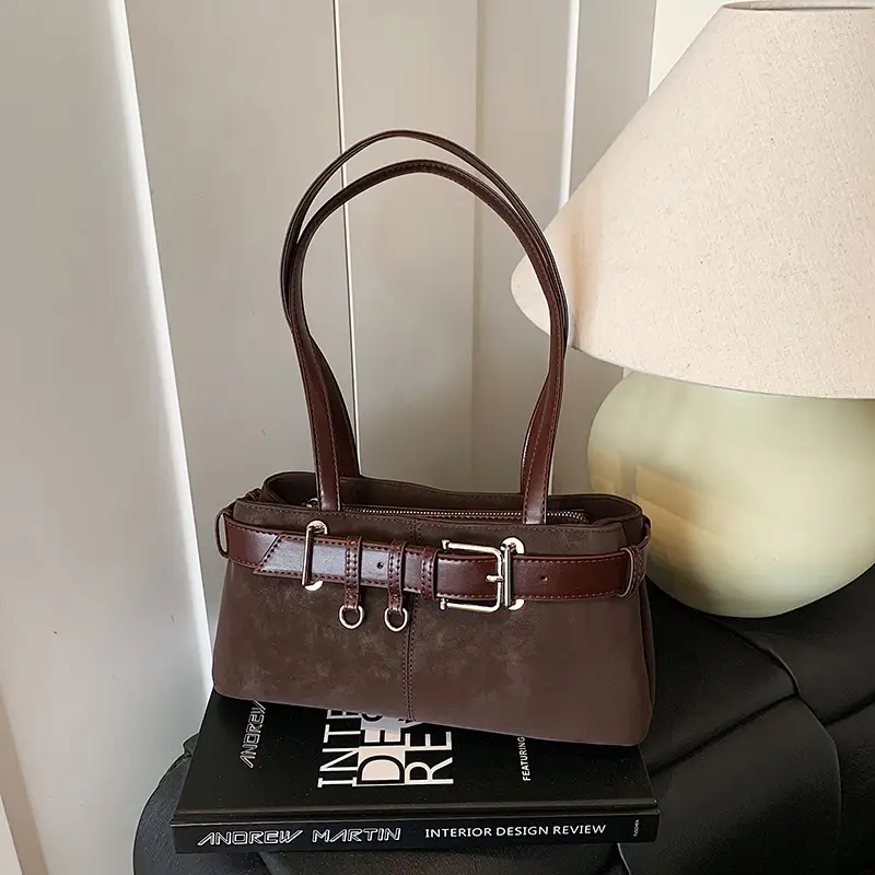 Korean Style Brown Leather Shoulder Bag for Women - Image 3