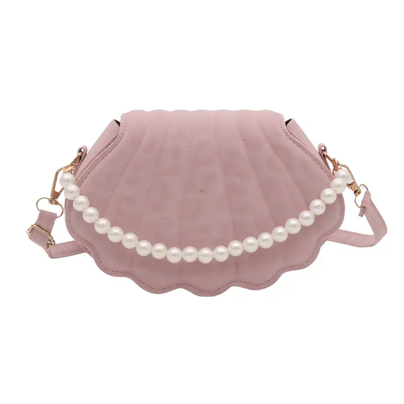 Women's Pearl Chain Shell Bag Brown Crossbody Shoulder - Image 4
