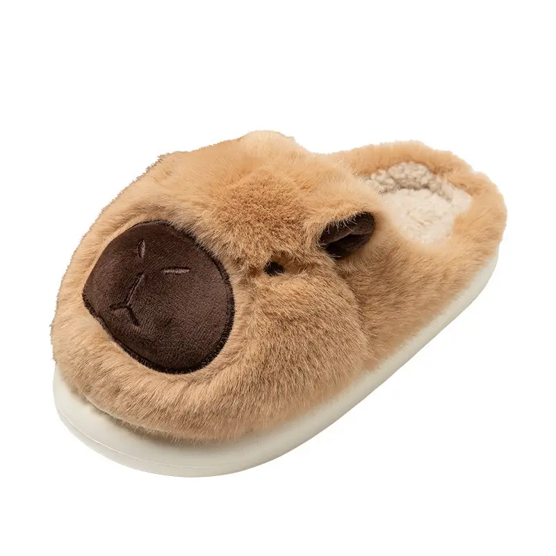 Kapibala Cotton Slippers for Women, Home Cotton Slippers for Women, Fleece-Lined Cotton Slippers for Men, Warm Shoes, Confinement Shoes, Women's Toe-Toe Slippers