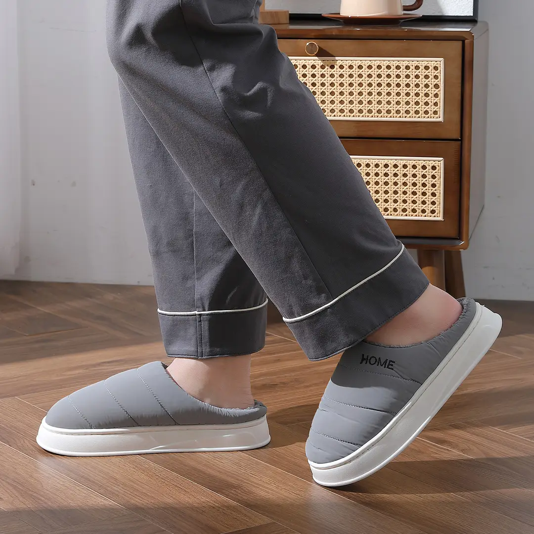 Large Size Men's Cotton Slippers for Autumn and Winter, Waterproof, Home Use, Indoor Warmth, Thickened, Non-Slip, Cotton Slippers for Outdoor Wear - Image 5