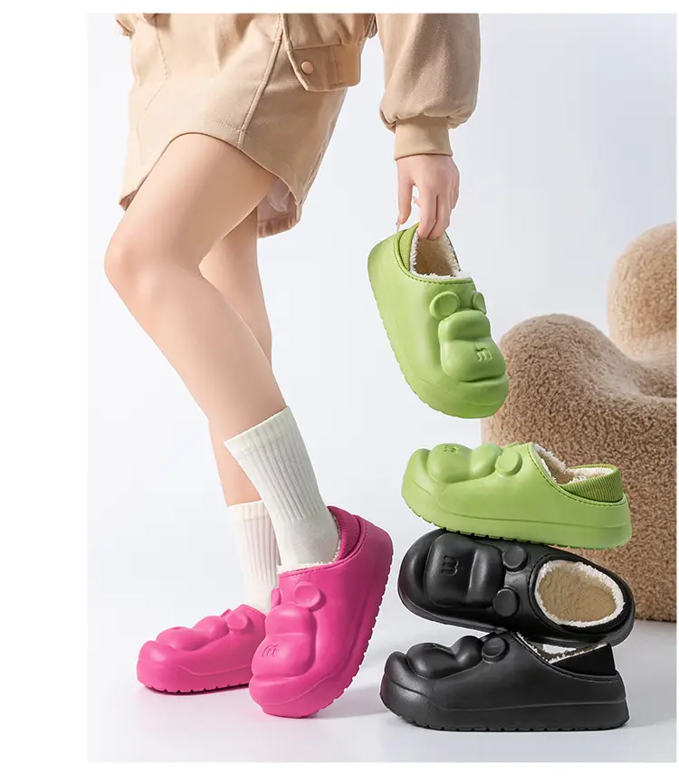Women Waterproof Cotton Slippers Black Thick Warm Indoor Home Fleece Lined — feature 16