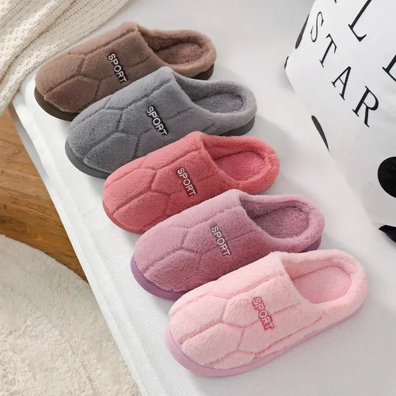 Blue Cotton Slippers for Men Women Indoor Warm Winter — feature 2