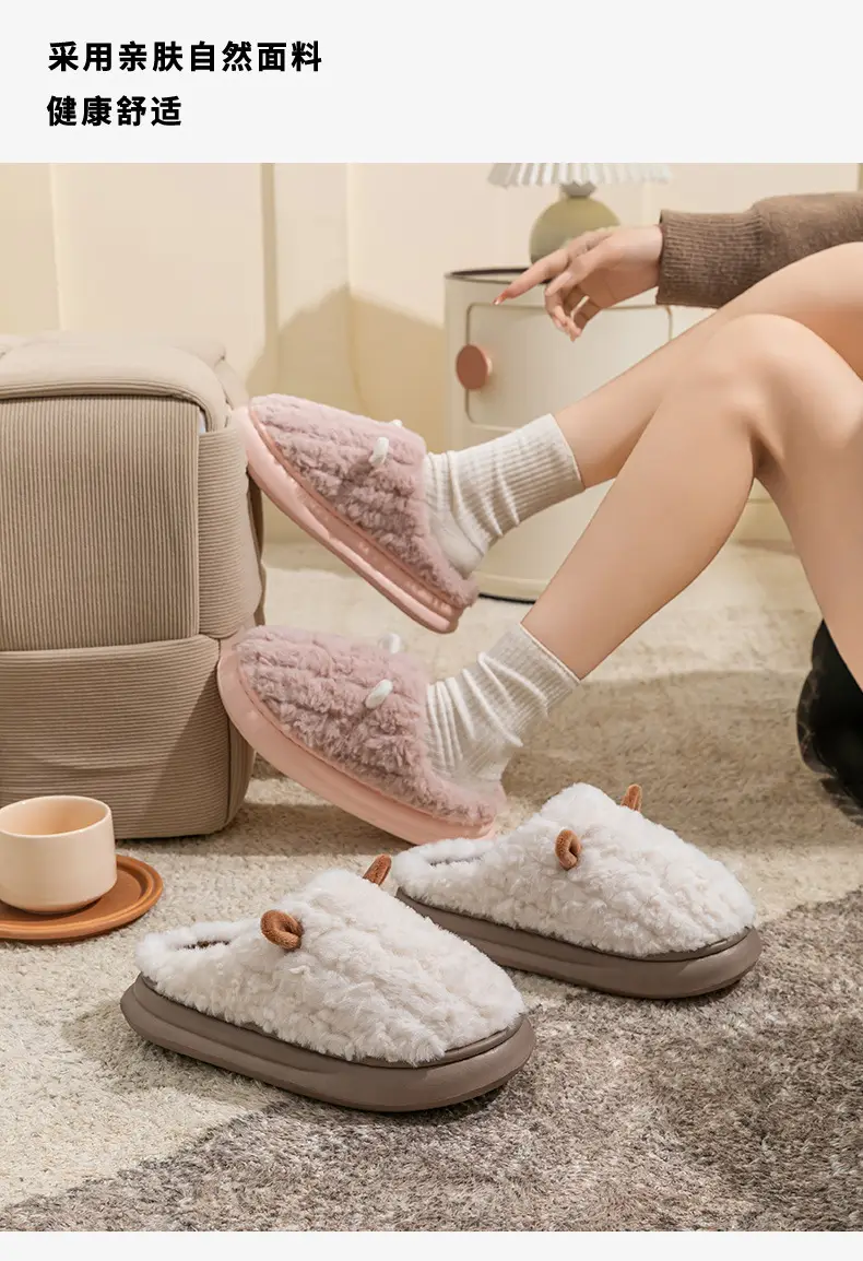 Wholesale Cotton Slippers for Women, Grey, Warm, Non-Slip — feature 3