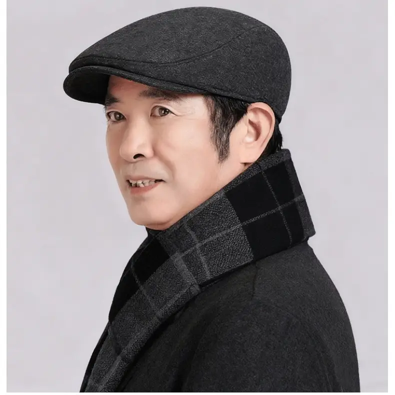 Woolen Forward Cap for Elderly Men Winter Warm Ear Protection - Image 4