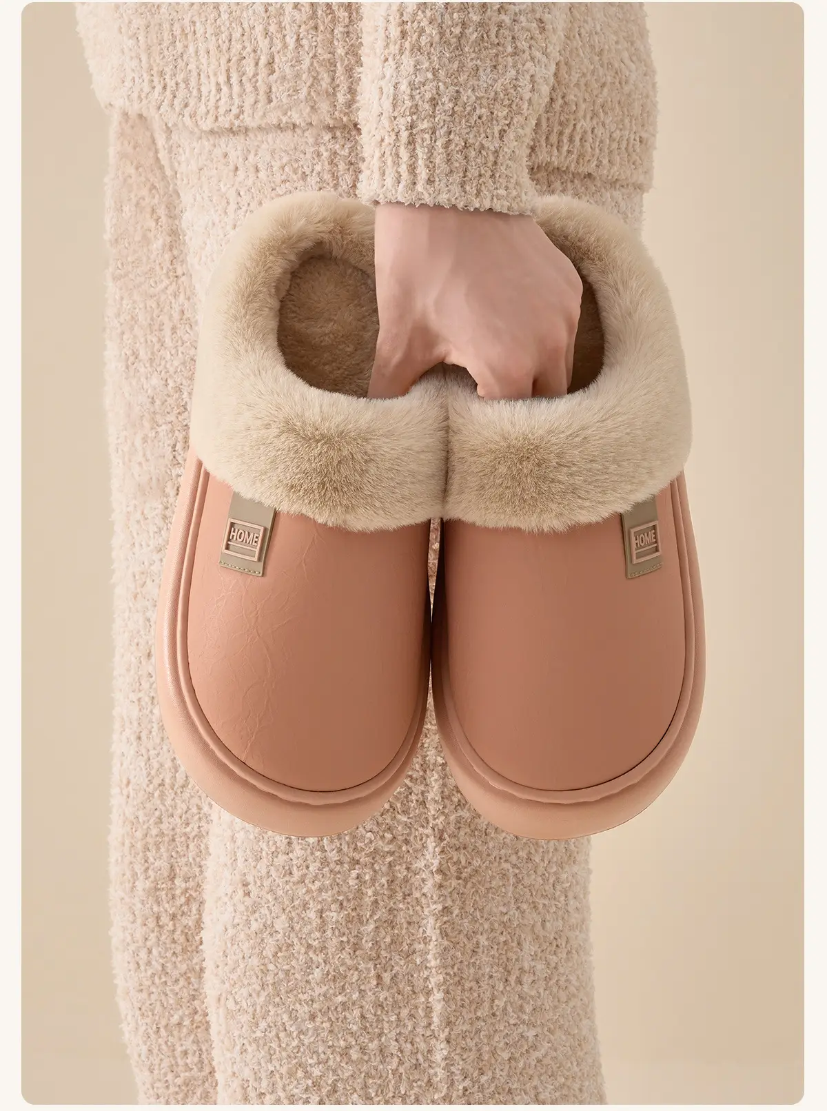 Women's Waterproof Cotton Slippers Pink Autumn Winter 2025 — feature 18