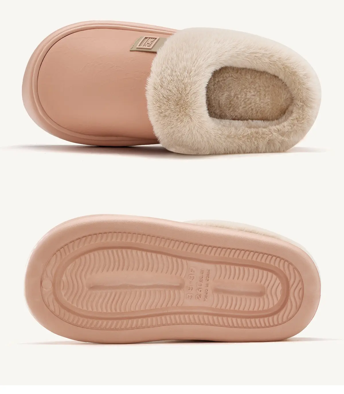 Women's Waterproof Cotton Slippers Pink Autumn Winter 2025 — feature 24
