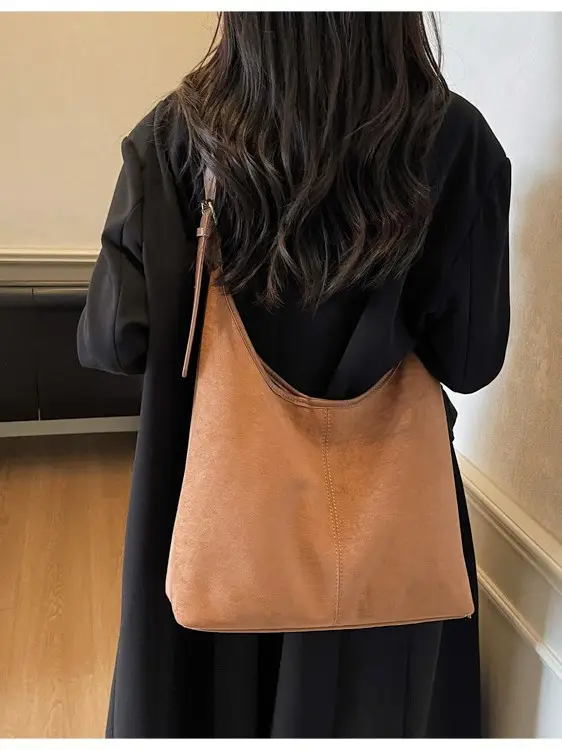 Black Suede Shoulder Crossbody Bag Women Large Capacity 2025 - Image 6