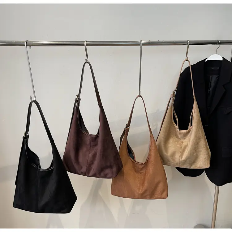 Black Suede Shoulder Crossbody Bag Women Large Capacity 2025 — feature 1