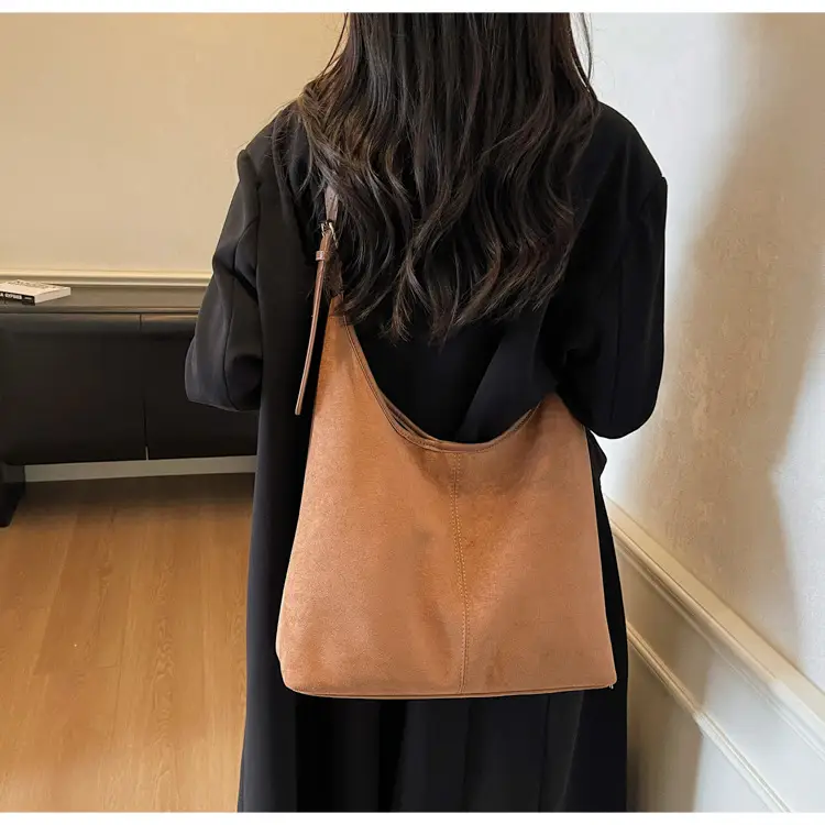 Black Suede Shoulder Crossbody Bag Women Large Capacity 2025 — feature 21