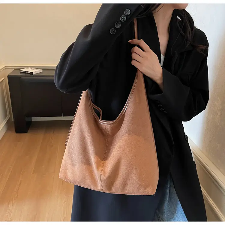 Black Suede Shoulder Crossbody Bag Women Large Capacity 2025 — feature 24