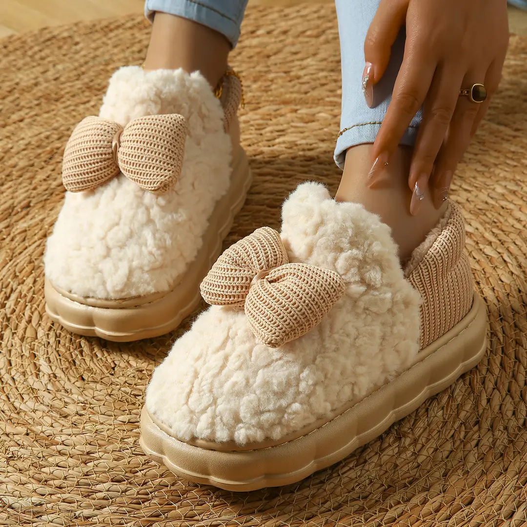 2025 Cotton Slippers for Women in Autumn and Winter Indoor Home Thick-Soled Fleece-Lined Warm Outer Wear Family Confinement Cotton Shoes for Women - Image 4