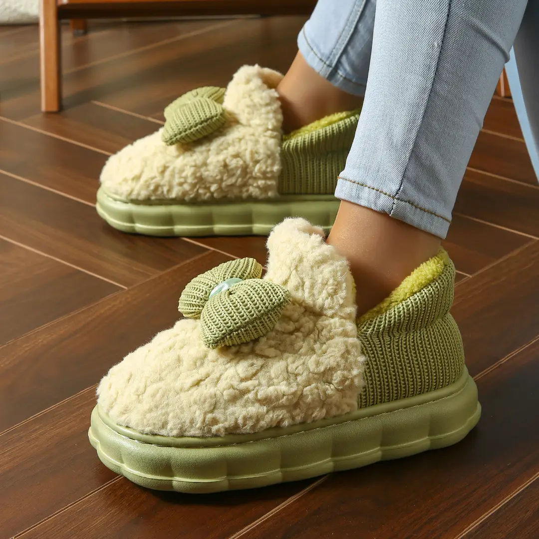 2025 Cotton Slippers for Women in Autumn and Winter Indoor Home Thick-Soled Fleece-Lined Warm Outer Wear Family Confinement Cotton Shoes for Women - Image 6