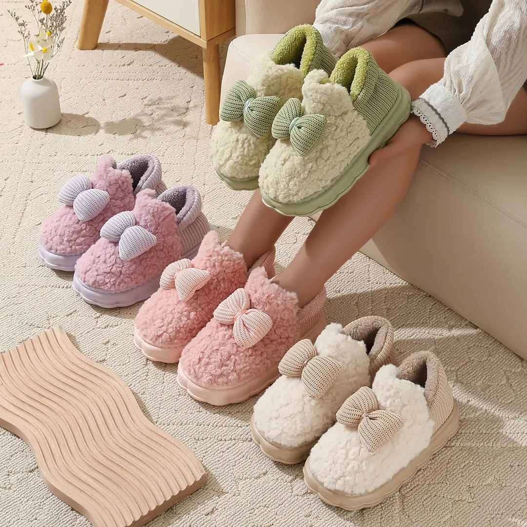 2025 Cotton Slippers for Women in Autumn and Winter Indoor Home Thick-Soled Fleece-Lined Warm Outer Wear Family Confinement Cotton Shoes for Women — feature 1
