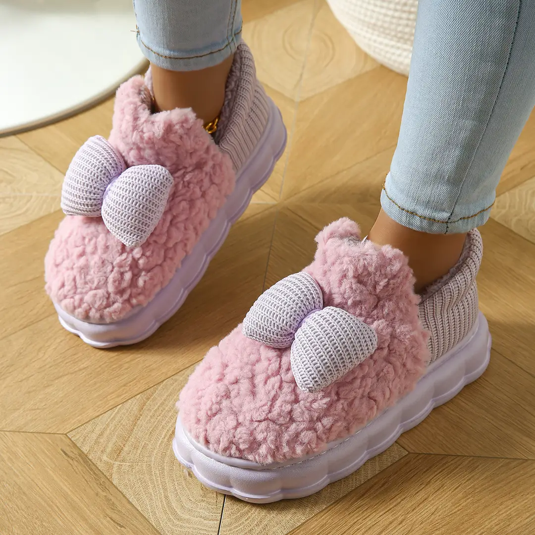 2025 Cotton Slippers for Women in Autumn and Winter Indoor Home Thick-Soled Fleece-Lined Warm Outer Wear Family Confinement Cotton Shoes for Women - Image 2