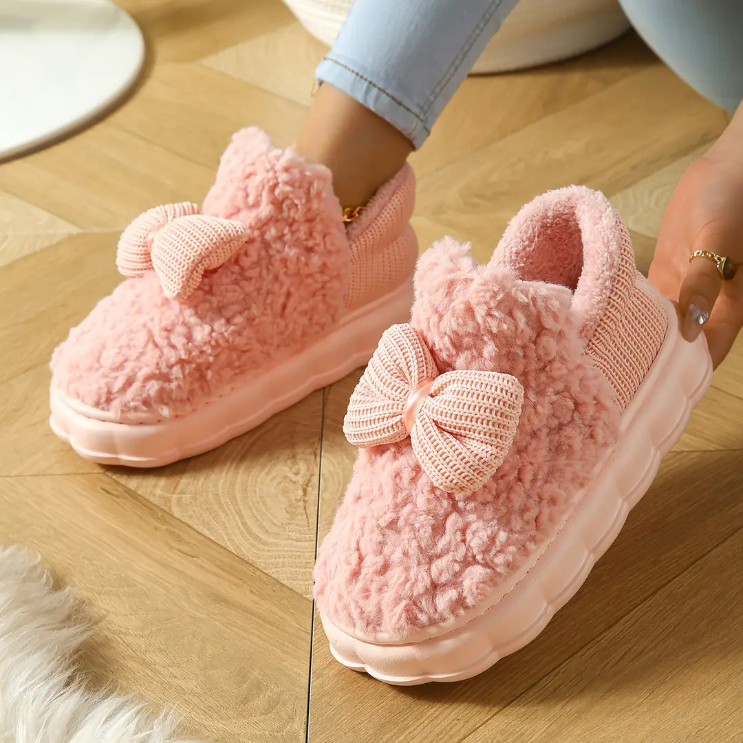 2025 Cotton Slippers for Women in Autumn and Winter Indoor Home Thick-Soled Fleece-Lined Warm Outer Wear Family Confinement Cotton Shoes for Women - Image 3