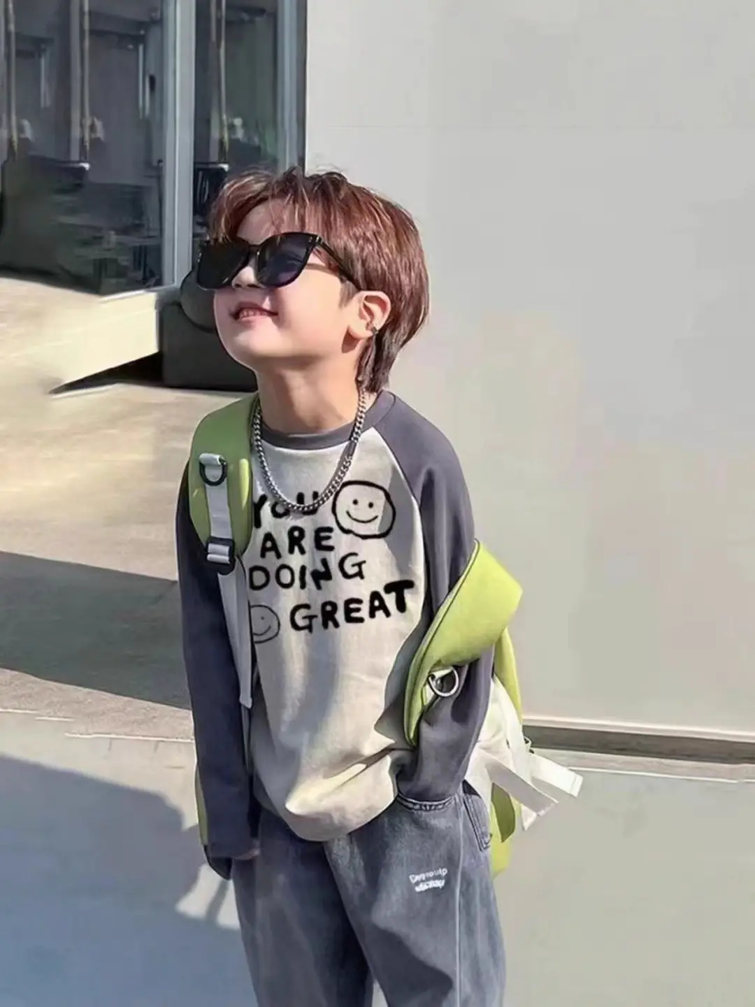 Pure Cotton Bear Print Long Sleeve T-Shirt for Boys