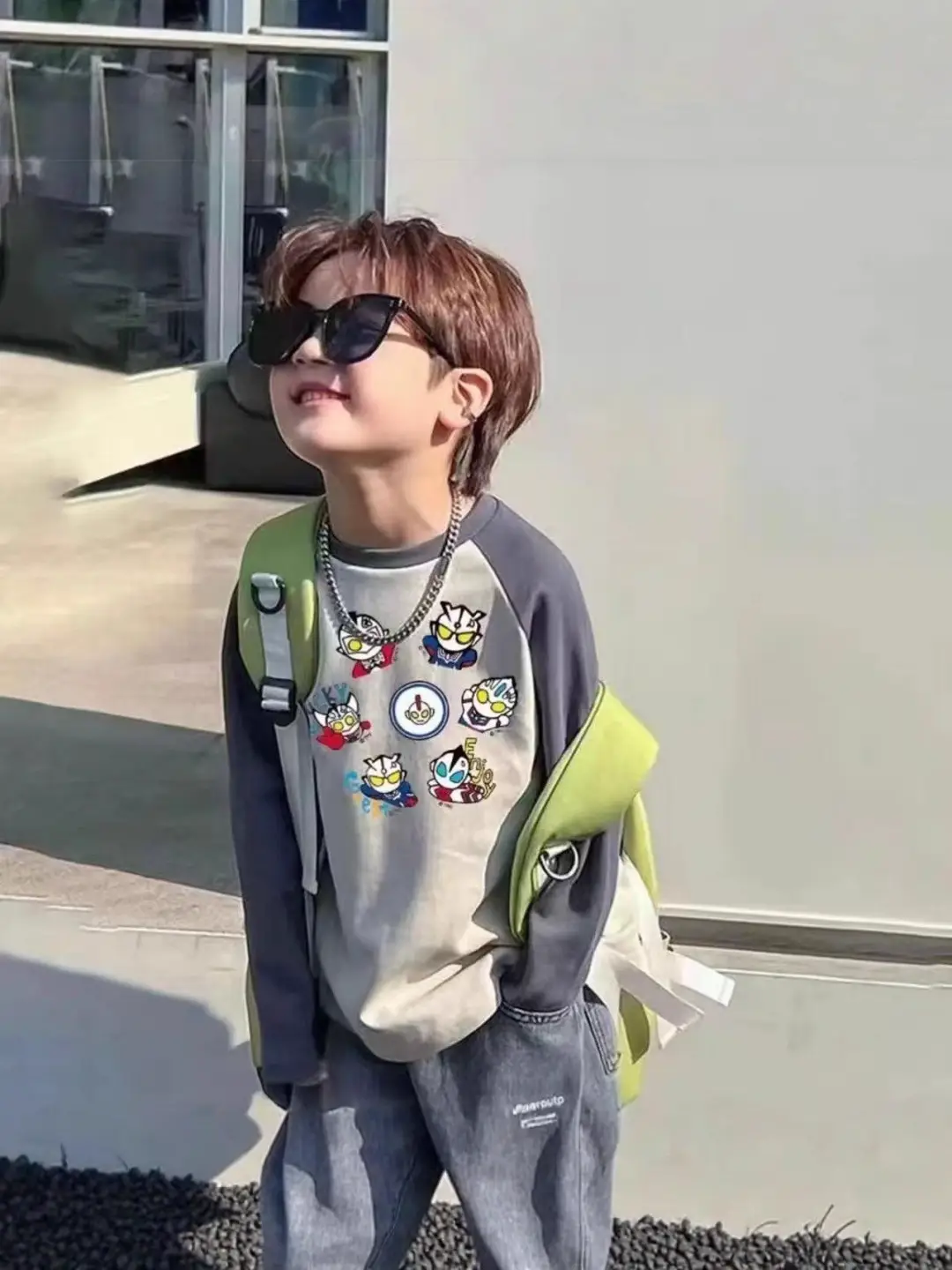 Pure Cotton Bear Print Long Sleeve T-Shirt for Boys