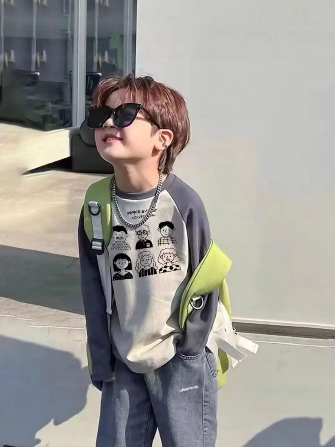 Pure Cotton Bear Print Long Sleeve T-Shirt for Boys