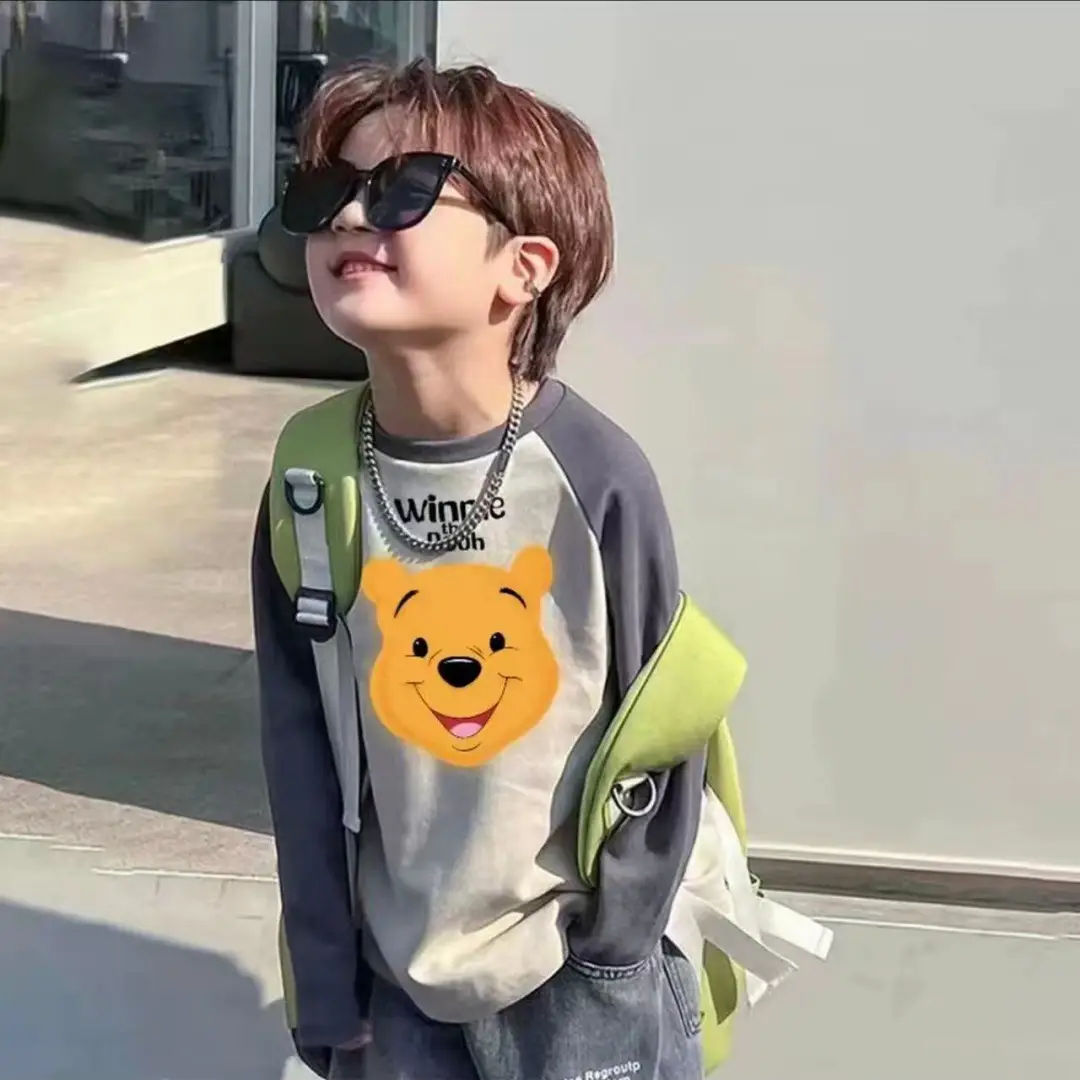 Pure Cotton Bear Print Long Sleeve T-Shirt for Boys