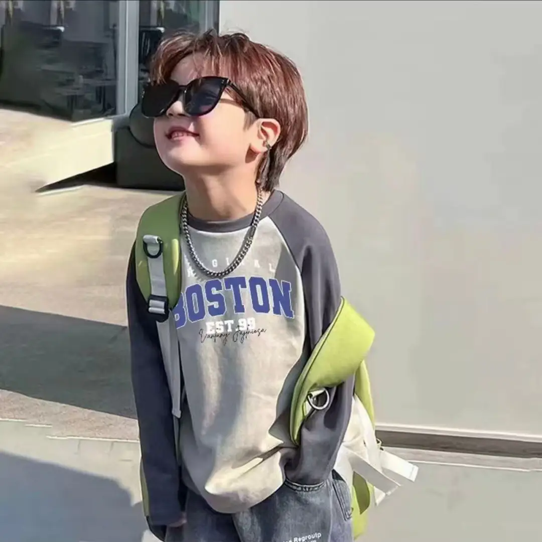 Pure Cotton Bear Print Long Sleeve T-Shirt for Boys