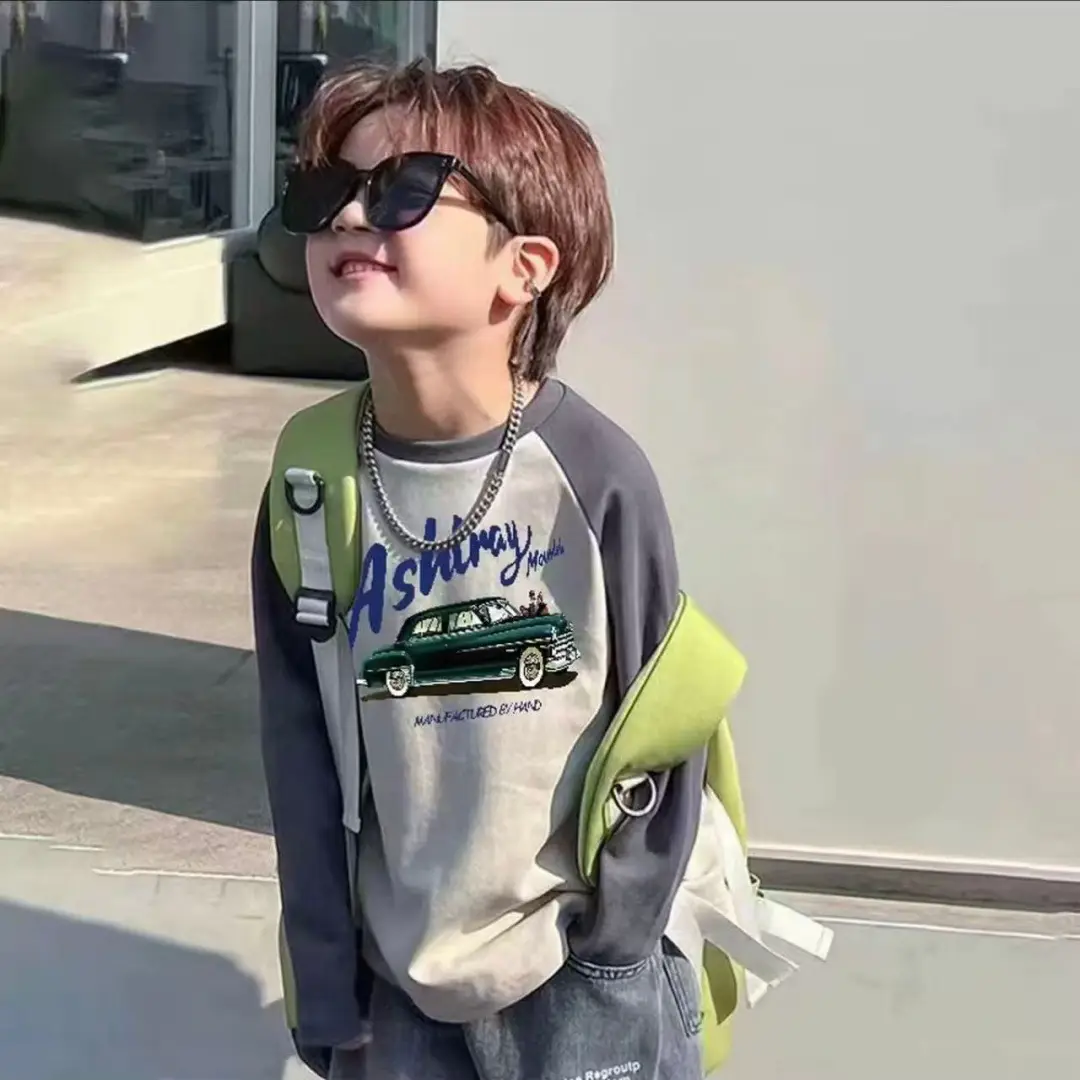 Pure Cotton Bear Print Long Sleeve T-Shirt for Boys