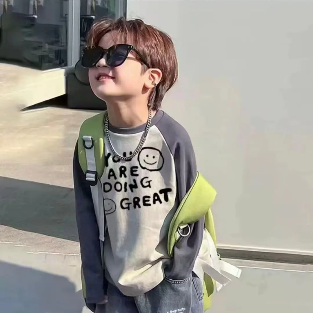 Pure Cotton Bear Print Long Sleeve T-Shirt for Boys