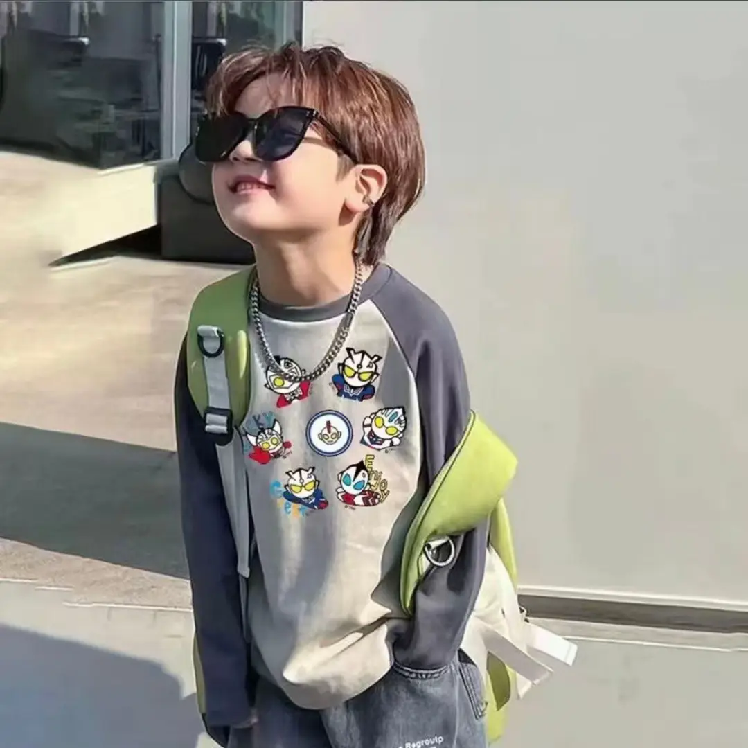 Pure Cotton Bear Print Long Sleeve T-Shirt for Boys