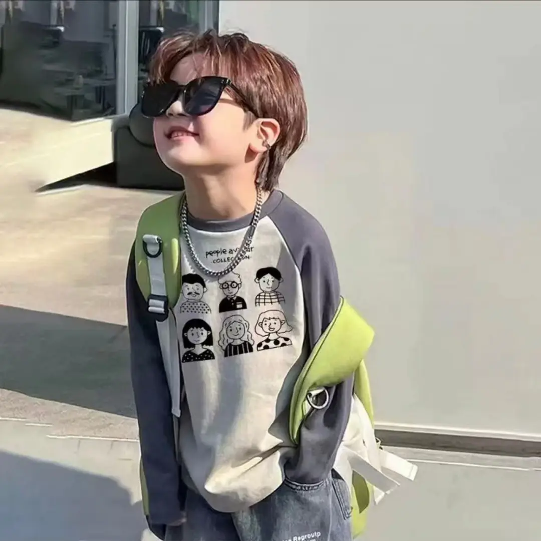 Pure Cotton Bear Print Long Sleeve T-Shirt for Boys