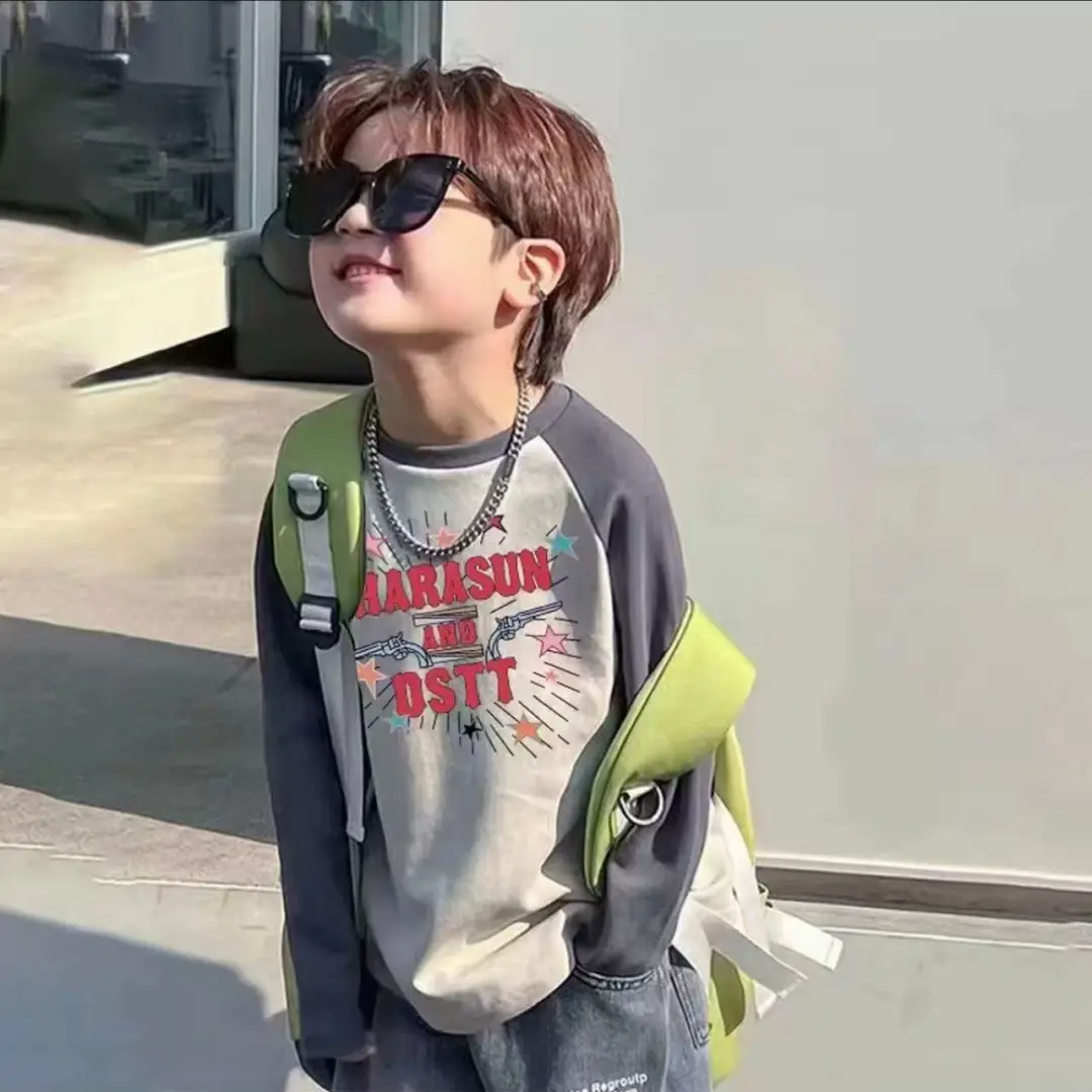 Pure Cotton Bear Print Long Sleeve T-Shirt for Boys