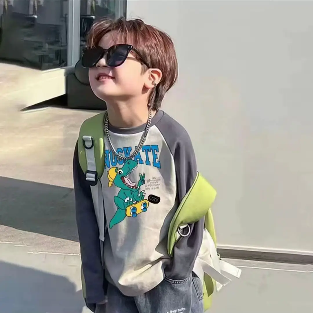 Pure Cotton Bear Print Long Sleeve T-Shirt for Boys