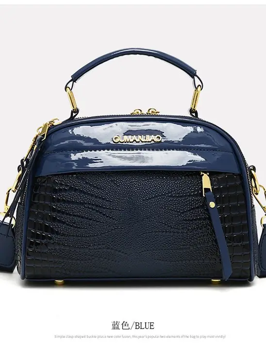 Brown Crocodile Textured Women's Shoulder Bag - Image 5