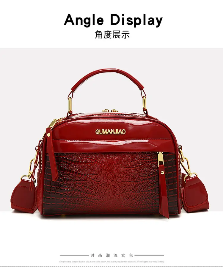 Brown Crocodile Textured Women's Shoulder Bag — feature 11