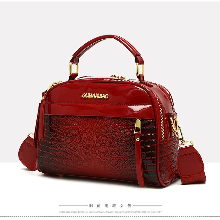 Brown Crocodile Textured Women's Shoulder Bag — feature 12