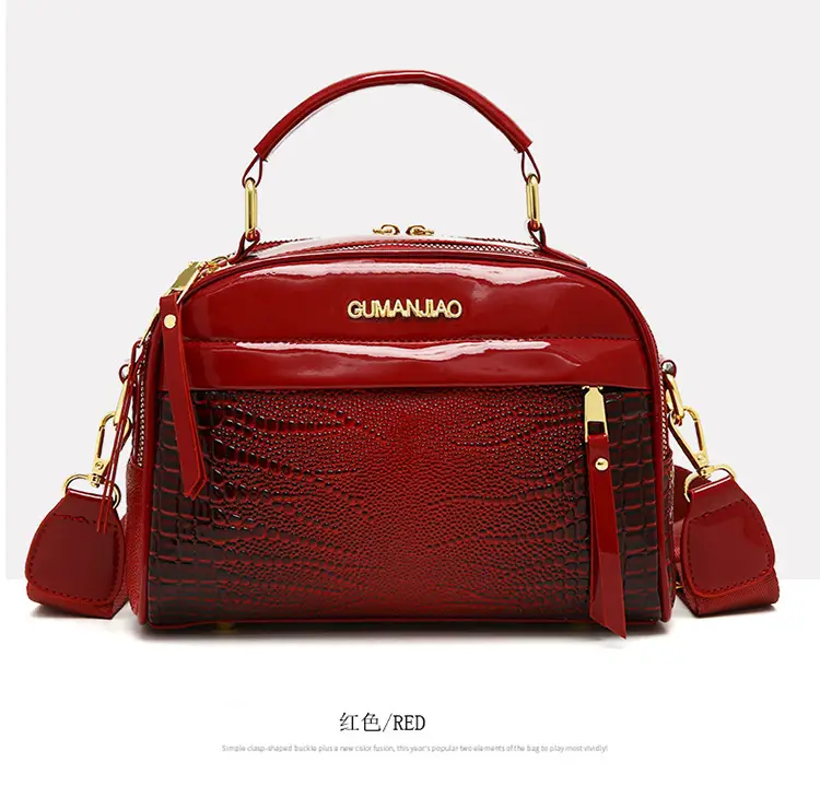 Brown Crocodile Textured Women's Shoulder Bag — feature 16