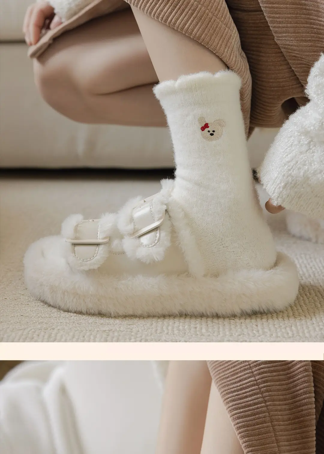 Spring, Autumn and Winter Plush Soft Socks for Women, Fleece-Lined and Thickened, Cute Cartoon Mid-Calf Socks, High-End Warm Sleep Socks — feature 7