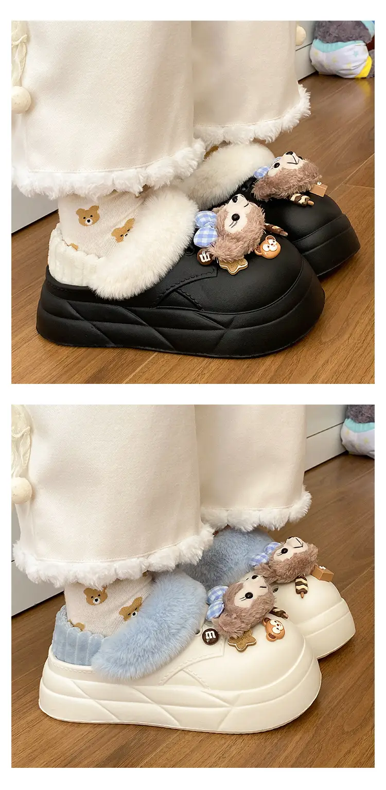 Women Faux Fur Winter Slippers Cream White — feature 16