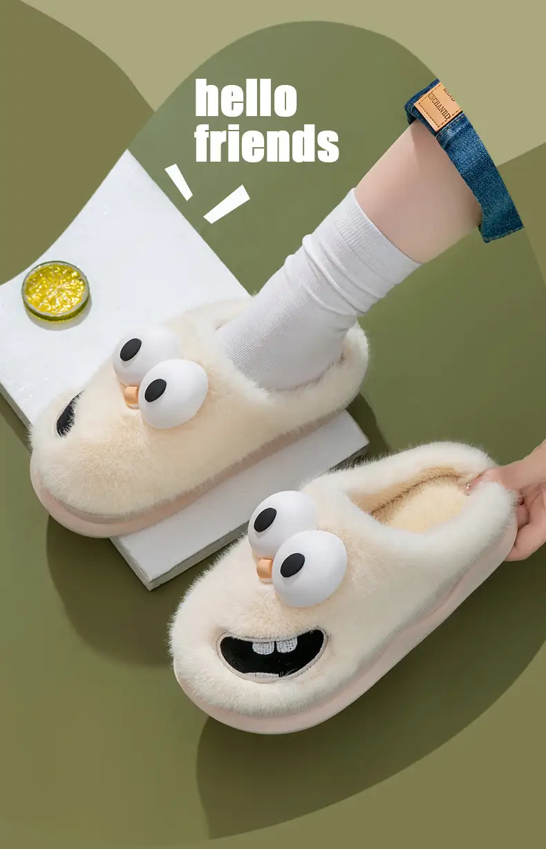 Green Furry Dog Slippers for Women Winter Warm Indoor Comfort — feature 14