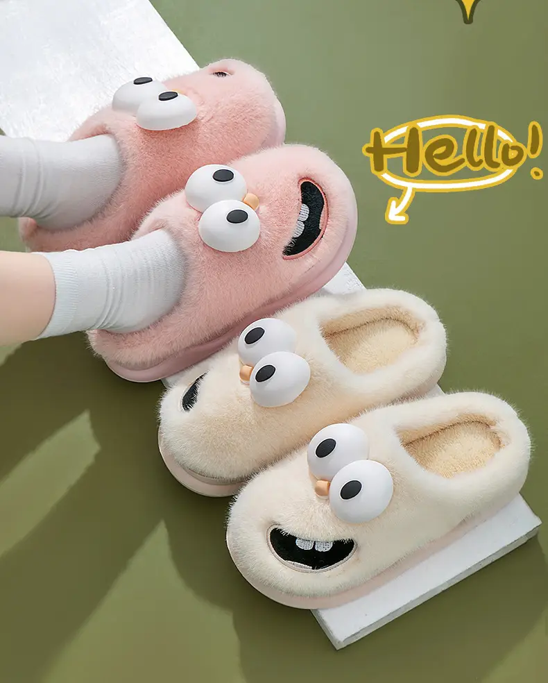 Green Furry Dog Slippers for Women Winter Warm Indoor Comfort — feature 3