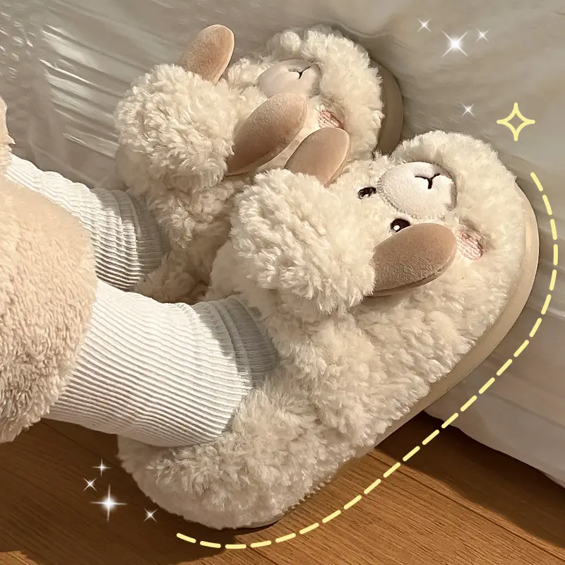 Women's Winter Cartoon Lamb Thick Slippers - Image 4